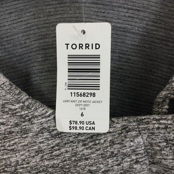 Torrid Womens Studio Double Knit Full Zip Up Moto Jacket Gray Plus Size 6X NWT - Picture 8 of 11